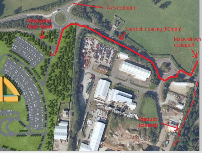 Aerial photo showing route to hospital