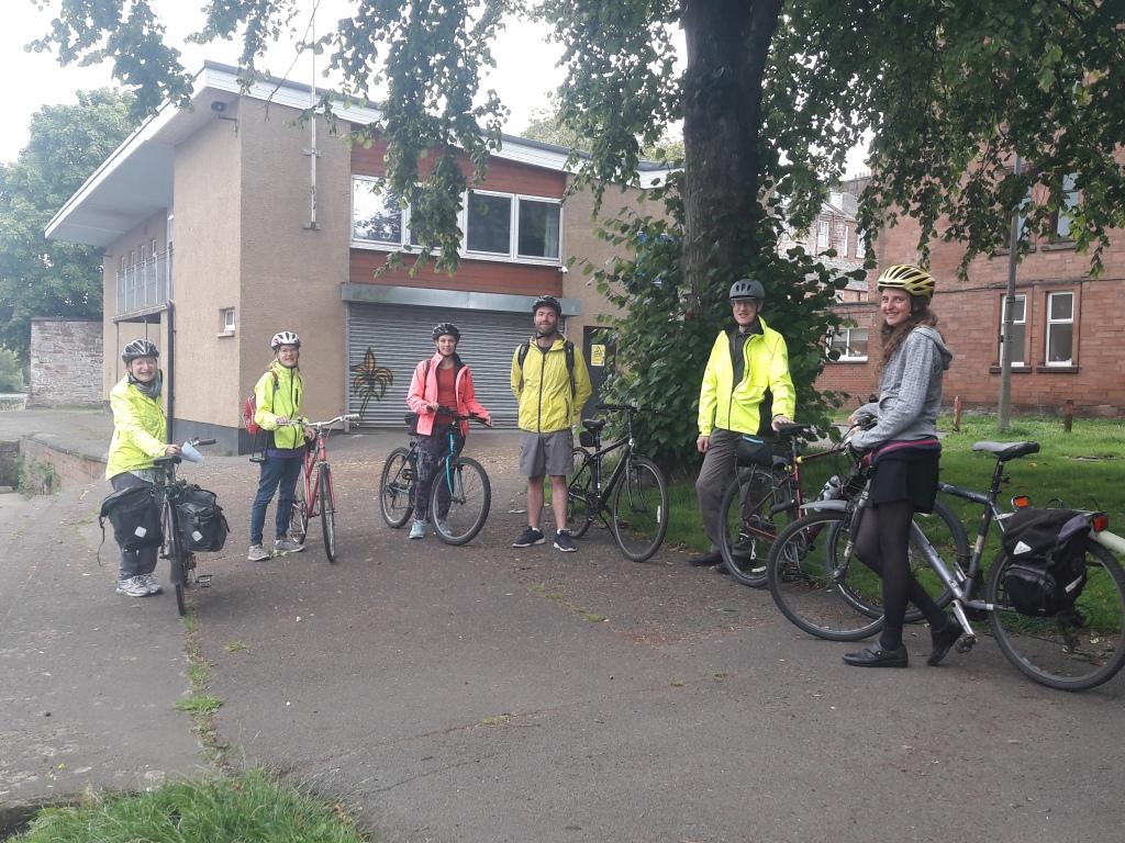 group of cyclists standing